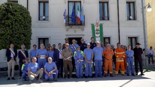 Il Gruppo comunale di Protezione civile di Maniago con l'assessore Riccardo Riccardi