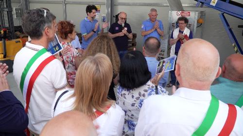 L'intervento dell'assessore regionale Riccardo Riccardi durante l'inaugurazione dell'ampliamento della sede del gruppo comunale di Protezione civile di Pordenone.