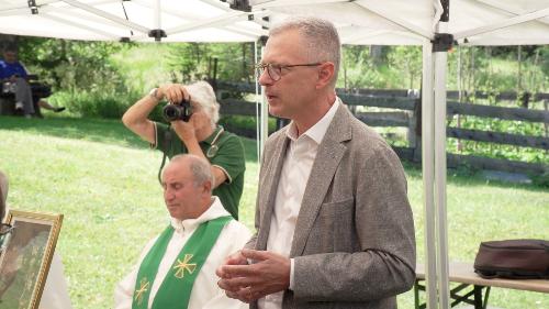 L'intervento dell'assessore regionale alle Risorse agroalimentari, forestali e ittiche Stefano Zannier alle celebrazioni di San Giovanni Gualberto, patrono dei forestali, ai Prati Oitzinger in Val Saisera (Tarvisio).