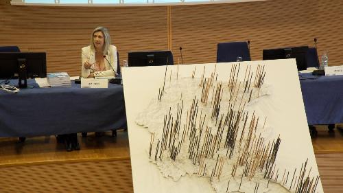 L'assessore regionale alle Infrastrutture e Territorio, Cristina Amirante, al convegno "Esercizi di futuro aperto. Una strategia per le aree militari dismesse del Friuli Venezia Giulia"