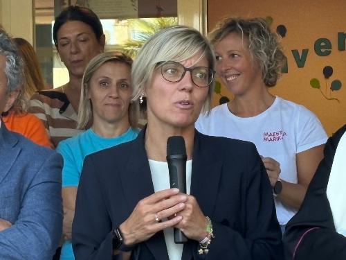 L'assessore regionale alle Finanze Barbara Zilli, all'inaugurazione della nuova sede della scuola dell'infanzia paritaria "Regina Margherita" di Jalmicco, frazione di Palmanova