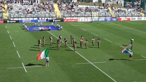 La Nazionale femminile di rugby in occasione della sfida tra Italia e Sudafrica, secondo appuntamento delle WXV Global Series 2026.
