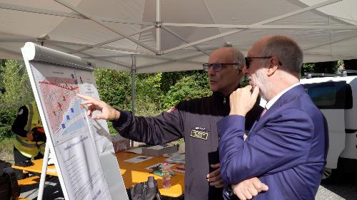 L'assessore Riccardi durante l'esercitazione