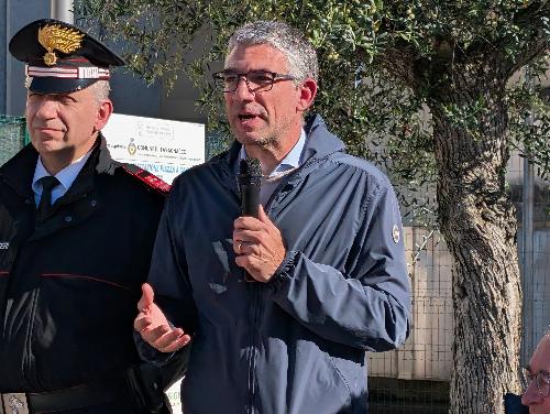 L'assessore regionale Pierpaolo Roberti durante il suo intervento all'inaugurazione della nuova piazza di Cavalicco.