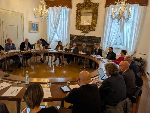 Un momento della riunione del Consiglio di amministrazione di TEC4I FVG - Friuli Innovazione, nella sede di Confindustria a Udine.