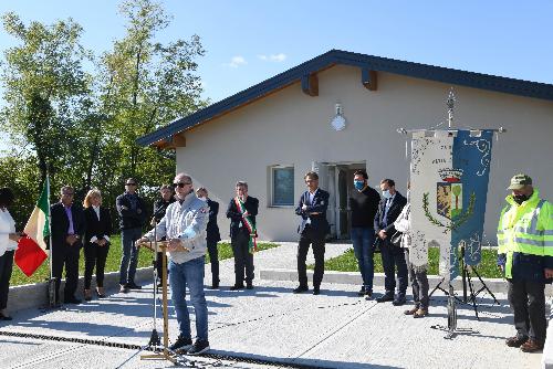 L'intervento del vicegovernatore del Friuli Venezia Giulia con delega alla Salute, Riccardo Riccardi, durante la cerimonia di inaugurazione del nuovo poliambulatorio di Pavia di Udine.