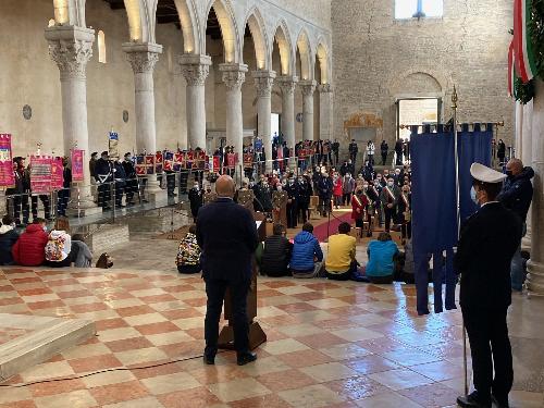 L'assessore regionale al Patrimonio Sebastiano Callari all'apertura in Basilica delle celebrazioni per il centenario della traslazione del Milite Ignoto - Aquileia, 28 ottobre 2021