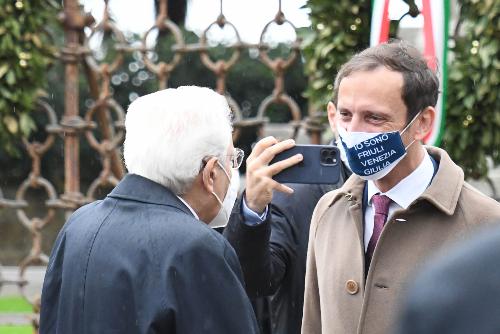 Il Presidente della Repubblica Sergio Mattarella e il governatore del Friuli Venezia Giulia Massimiliano Fedriga