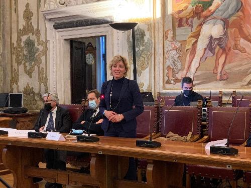 L'assessore regionale alle Finanze Barbara Zilli porta il saluto al convegno organizzato dall'Ordine degli avvocati di Udine - Udine, 5 novembre 2021