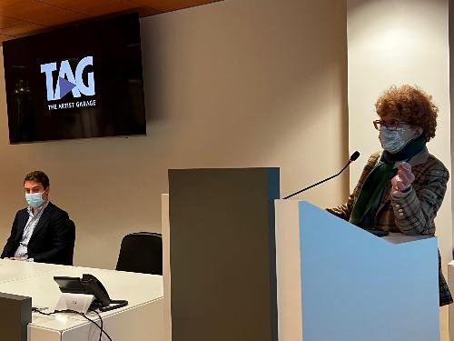 L’assessore regionale alla Cultura Tiziana Gibelli, intervenendo alla presentazione nel palazzo della Regione a Udine di TAG The Artist Garage.