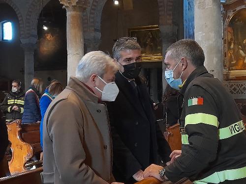 L'assessore regionale alla Sicurezza Pierpaolo Roberti nella cattedrale di San Giusto per la messa di Santa Barbara officiata dal vescovo di Trieste Giampaolo Crepaldi 