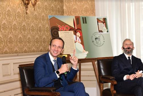 Il governatore del Friuli Venezia Giulia Massimiliano Fedriga con il direttore de Il Piccolo Omar Monestier.