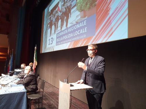 L'assessore regionale alla Sicurezza Pier Paolo Roberti interviene alla 13ma Giornata regionale della Polizia locale a Monfalcone