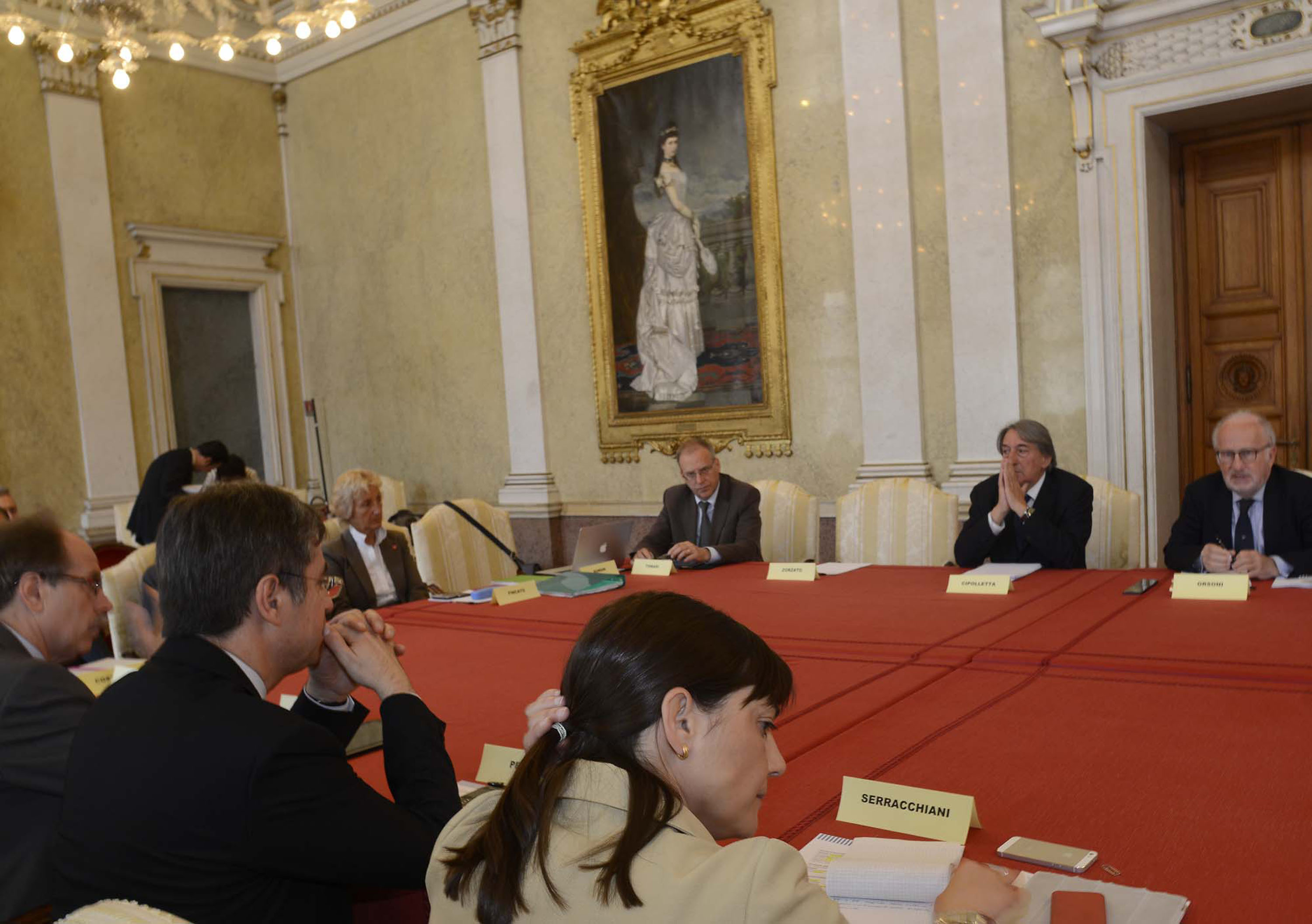 Debora Serracchiani (Presidente Friuli Venezia Giulia) al tavolo dell'incontro del Comitato Fondatore di &quot;Venezia con il Nordest&quot; Capitale europea della Cultura 2019, nella sede della Regione FVG. (Trieste 30/05/13)