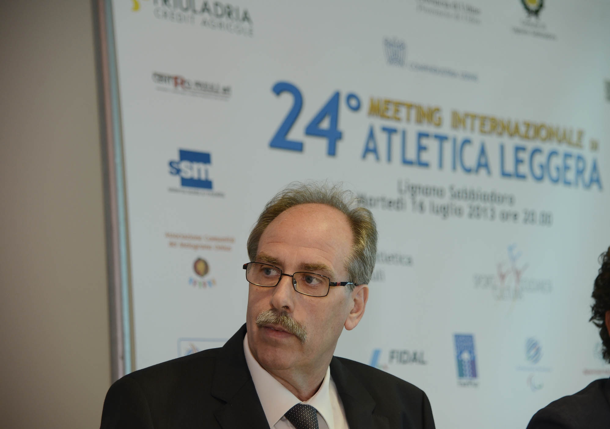 Gianni Torrenti (assessore regionale Cultura, Sport e Relazioni internazionali) alla presentazione del 24° Meeting internazionale di atletica leggera. (Udine, 08/07/13)