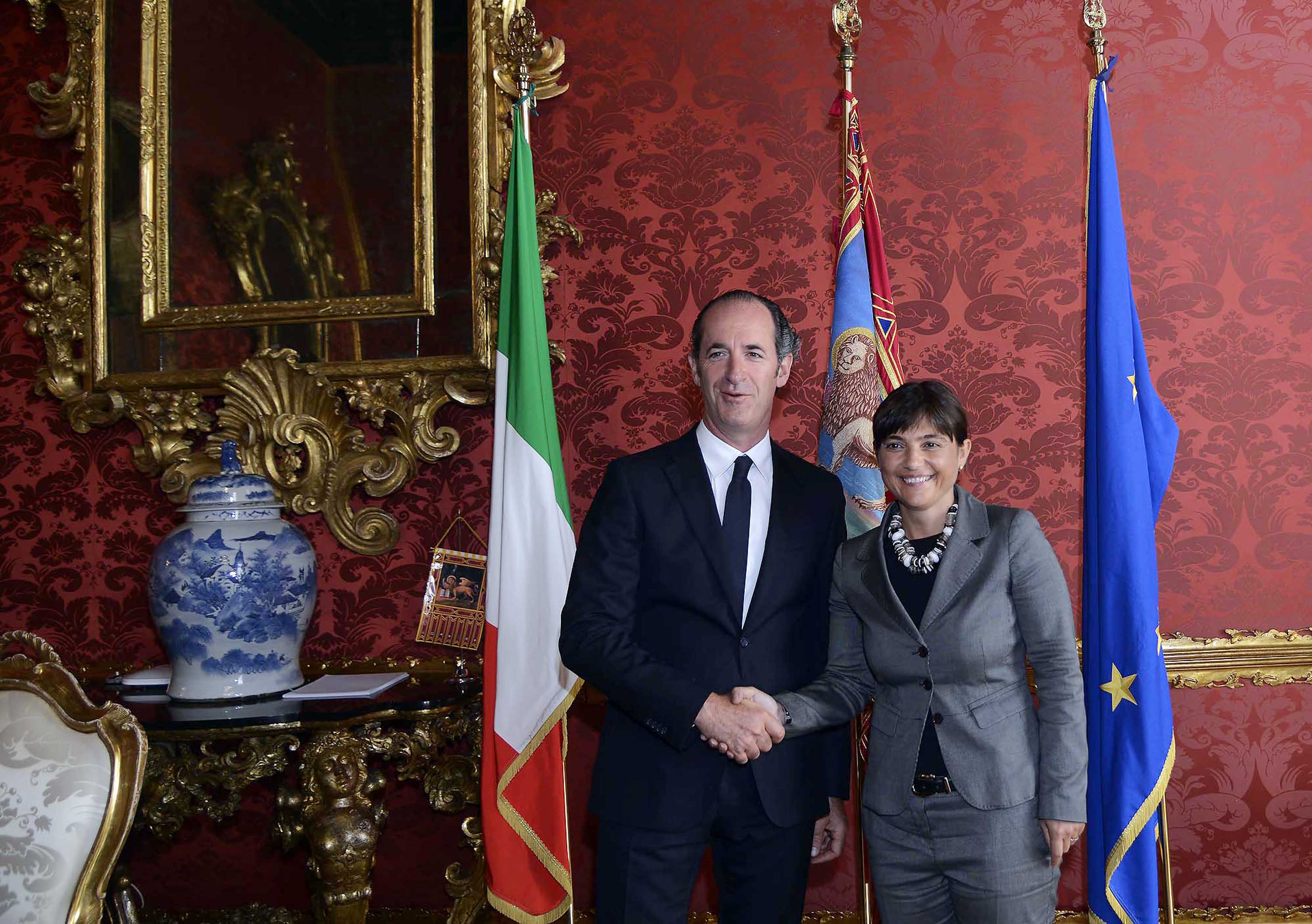 Luca Zaia (Presidente Veneto) e Debora Serracchiani (Presidente Friuli Venezia Giulia) a Palazzo Balbi. (Venezia 03/09/13)