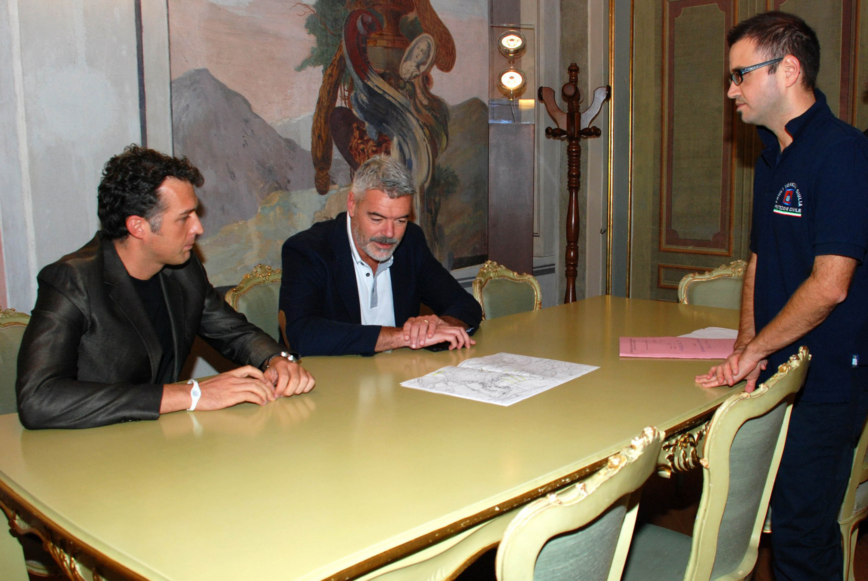 Stefano Balloch (Sindaco Cividale) e Paolo Panontin (Assessore regionale Protezione civile) in Municipio. (Cividale del Friuli 16/09/13)