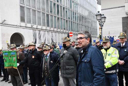 L'assessore regionale alla Sicurezza Pierpaolo Roberti alla cerimonia in foro Ulpiano a Trieste per i 100 anni della Sezione Ana intitolata a Guido Corsi