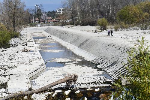 Un tratto dell'Isonzo in secca a Sagrado.