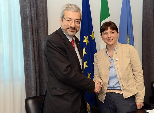 Furio Honsell (Sindaco Udine) e Debora Serracchiani (Presidente Friuli Venezia Giulia) in una foto d'archivio