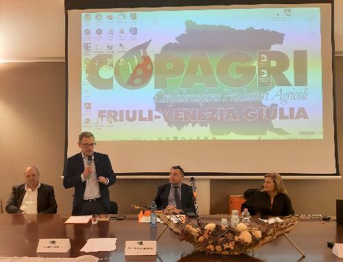L’assessore regionale alle Risorse agroalimentari, forestali, ittiche e montagna, Stefano Zannier, al convegno della Copagri Fvg sulla nuova Politica agricola comunitaria (Pac) 2023-2027