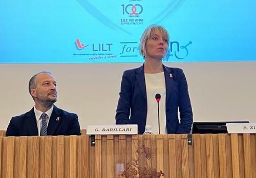 L'intervento dell'assessore regionale Barbara Zilli durante il convegno della Lilt a Udine