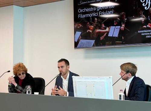 L'assessore alla Cultura del Friuli Venezia Giulia, Tiziana Gibelli, alla presentazione della stagione diffusa 2022-2024 dell'Orchestra Filarmonici Friulani.