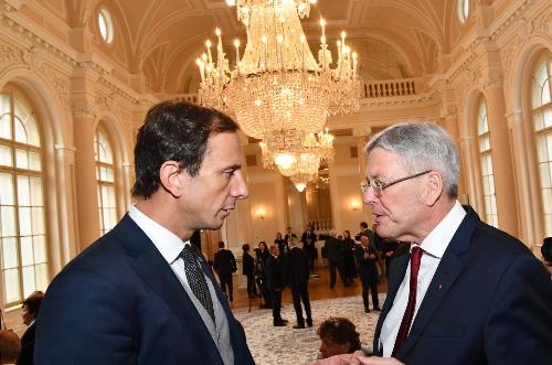 Massimiliano Fedriga e Peter Kaiser nel Salone di rappresentanza della Presidenza della Repubblica di Slovenia