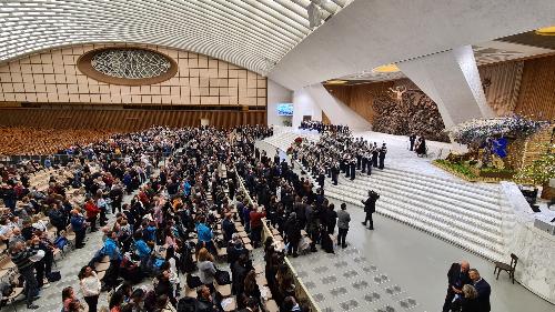 La cerimonia di inaugurazione del presere di Sutrio nell'Aula Paolo VI in Vaticano