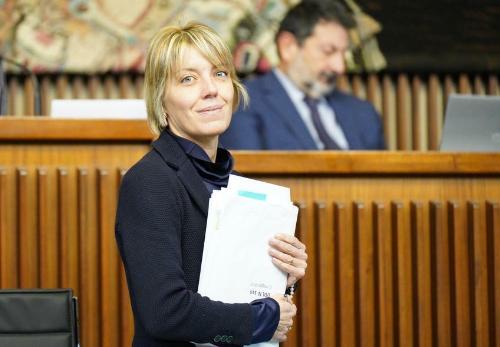 L'assessore alle Finanze Barbara Zilli durante i lavori del Consiglio.