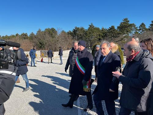 L'arrivo del presidente del Senato Ignazio La Russa al Monumento nazionale della foiba di Basovizza