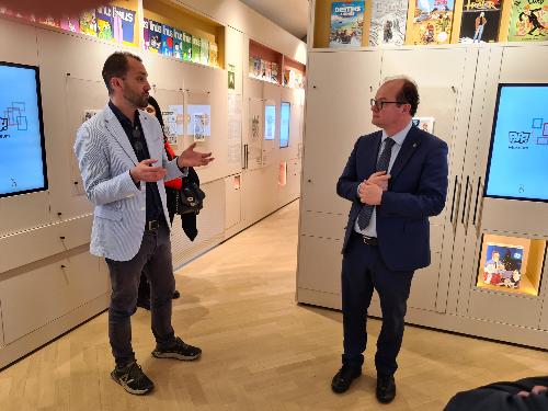 Il vicegovernatore Mario Anzil in visita al Paff! Internatiola museum of comic art di Pordenone