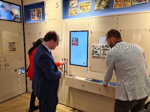 Il vicegovernatore della Regione visita la mostra permanente sul fumetto nella sede di villa Galvani al Paff! di Pordenone