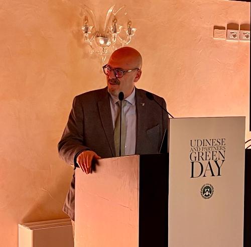 L'assessore regionale al Patrimonio, Demanio, Servizi generali e Sistemi informativi, Sebastiano Callari, all'evento Udinese and partners green day.