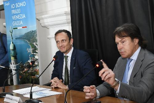 Il governatore Fedriga e l'assessore Bini all'evento "Io sono Friuli Venezia Giulia: terra di sport e campioni"