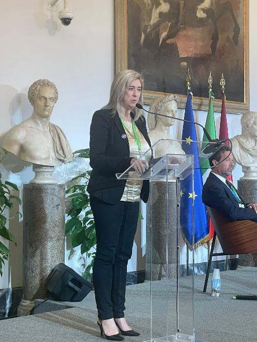L'assessore regionale Cristina Amirante durante il suo intervento a Roma