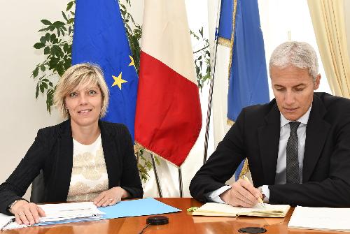 L'assessore regionale alle Finanze, Barbara Zilli, oggi nel palazzo della Regione a Trieste, durante la  cabina di regia del Pnrr.