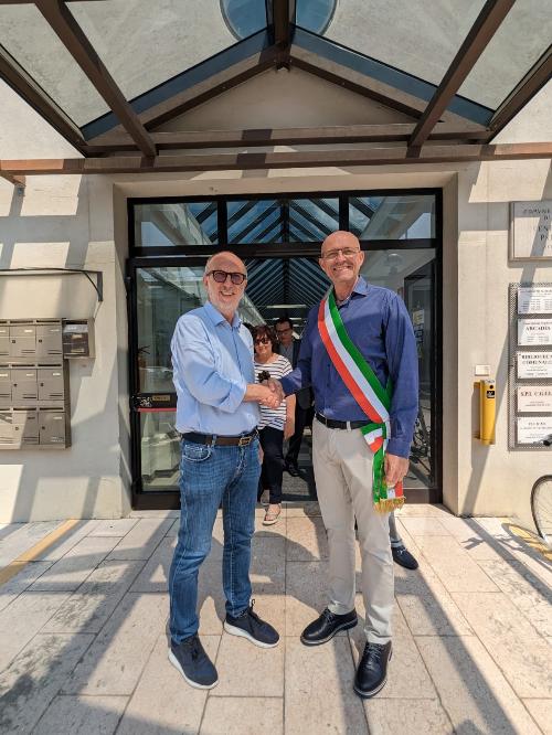 L'assessore regionale Riccardo Riccardi e il sindaco di San Canzian d'Isonzo Claudio Fratta