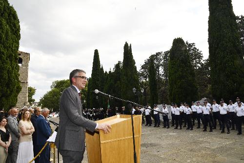 L’assessore regionale alle Sicurezza Pierpaolo Roberti interviene alla cerimonia commemorativa del 161esimo anniversario della Polizia locale di Trieste