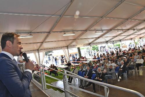 Il governatore del Friuli Venezia Giulia Massimiliano Fedriga all'apertura della 52esima Fiera dei vini di Corno di Rosazzo.