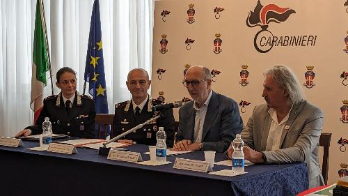 L'intervento dell'assessore regionale alla Salute Riccardo Riccardi durante la conferenza stampa al Comando dei Carabinieri
