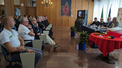 Una fase della conferenza stampa svoltasi oggi a Udine