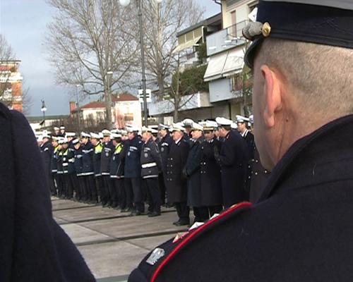 Agenti di Polizia alle celebrazioni per la V Giornata regionale della Polizia locale e del suo patrono San Sebastiano - Azzano X 20/01/2014
