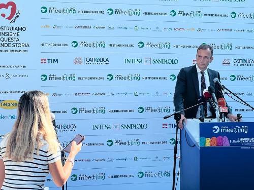 Il governatore del Friuli Venezia Giulia Massimiliano Fedriga al Meeting di Rimini
