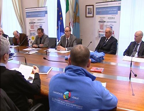 Gianni Torrenti (assessore regionale Sport) alla conferenza stampa di presentazione degli eventi dedicati nel 2014 allo sci paralimpico – Trieste 03/02/2014