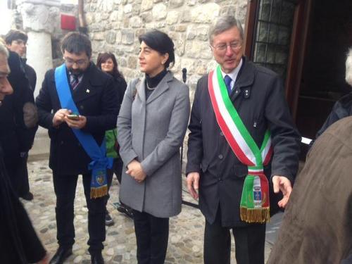 Mariagrazia Santoro (Assessore regionale Lavori pubblici) e Aldo Daici (Sindaco Artegna) all'inaugurazione del castello - Artegna 15/02/2014