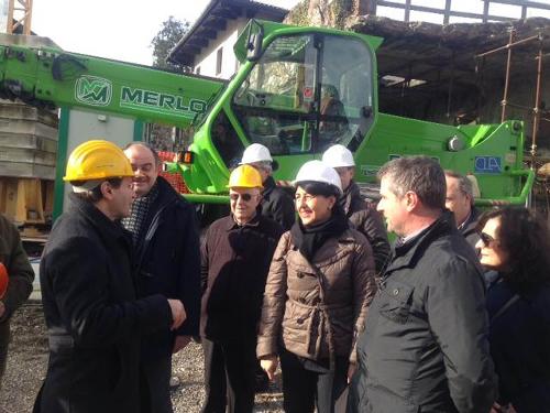 Mariagrazia Santoro (Assessore regionale Lavori pubblici) visita i cantieri dei lavori di recupero del castello - Colloredo di Monte Albano 15/02/2014
