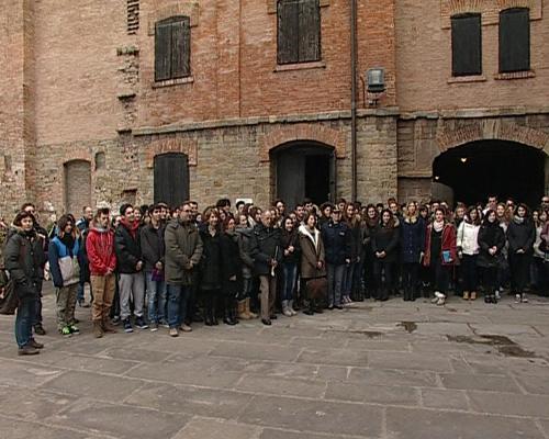 Alla Risiera di San Sabba, incontro di saluto agli studenti che partecipano al progetto Promemoria Auschwitz, viaggio sulle strade della memoria della Shoah - Trieste 03/03/2014