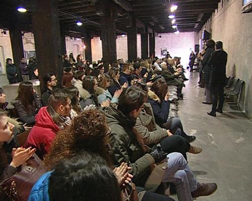 Alla Risiera di San Sabba, incontro di saluto agli studenti che partecipano al progetto Promemoria Auschwitz, viaggio sulle strade della memoria della Shoah - Trieste 03/03/2014