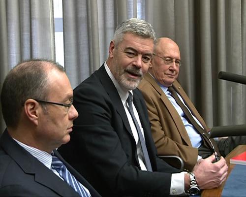 Lorenzo Pozza (Presidente Consiglio d'Amministrazione Insiel S.p.A.) e Paolo Panontin (Assessore regionale Funzione pubblica, Coordinamento Riforme), nella sede di Insiel - Trieste 05/03/2014